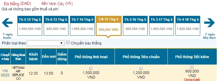 Vé máy bay Đà Nẵng đi Vinh giá rẻ 05