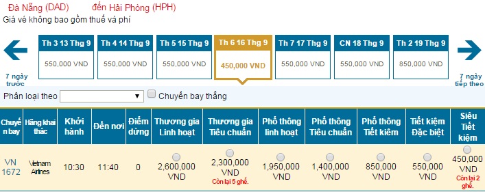 Vé máy bay Đà Nẵng Hải Phòng